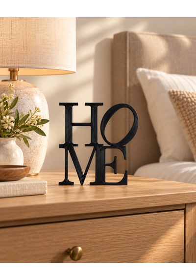 Modern Tasarım 20x20 Cm "home" Yazılı Dekoratif Ev Objesi 20 x 20