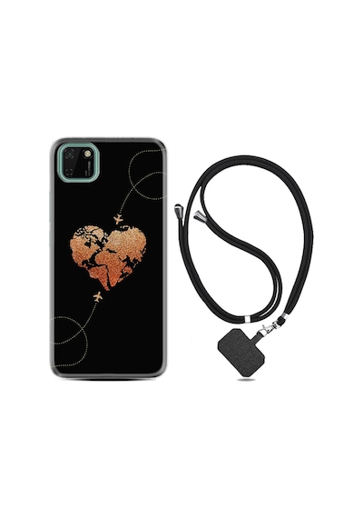 Huawei Y5P Kılıf Boyun Askılı Plane Heart 1721