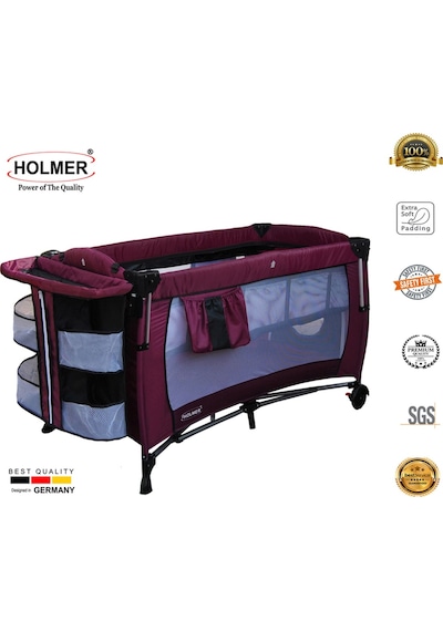 Holmer Kids Maxi Comfort Coolstyle Anne Yanı Oyun Parkı Beşik + Aloevera Yatak - Mürdüm