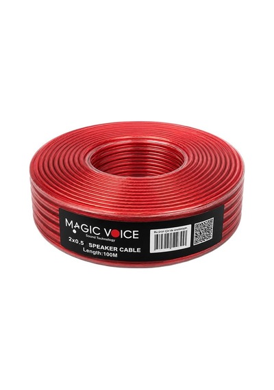 Magicvoice 2x0.43 Şeffaf Kırmızı Siyah 100 Metre Hoparlör Kablosu
