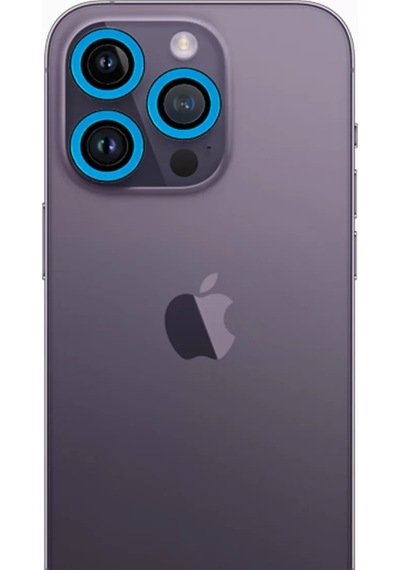 Newface Apple Uyumlu iPhone 12 Pro Max Neon Fosforlu Kamera Lens - Mavi,