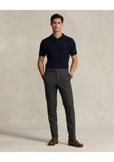 Polo Ralph Lauren Pamuklu Örgülü Polo Yaka Kazak Lacivert