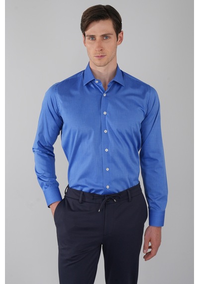 Bisse Klasik C Yaka Regular Fit Cepsiz Gömlek Mavi Gmkls250053 35 Mavi