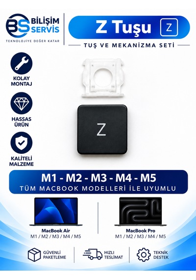 Apple Macbook Pro & Air M1-m2-m3-m4-m5 Uyumlu Mekanizmalı Z Tuşu