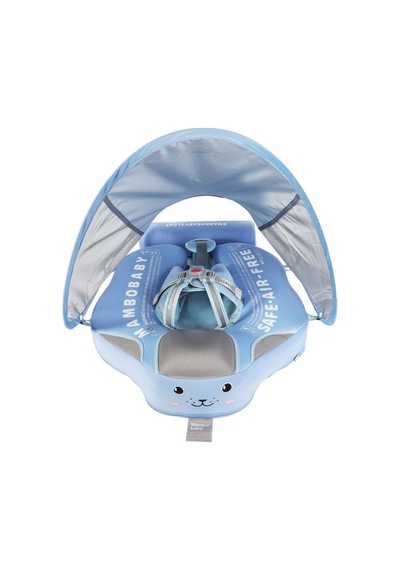 Mambobaby Yüzme Simidi - Classic Blue, Emniyetli, Gölgelikli Ve Ayak Destekli