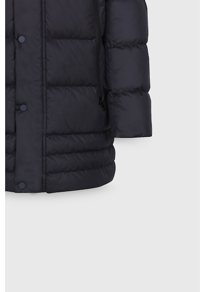 AC&Co / Altınyıldız Classics Erkek Lacivert Standart Fit Normal Kesim Çıkma Kapüşonlu Dik Yaka Yan Cepli Kaban Lacivert