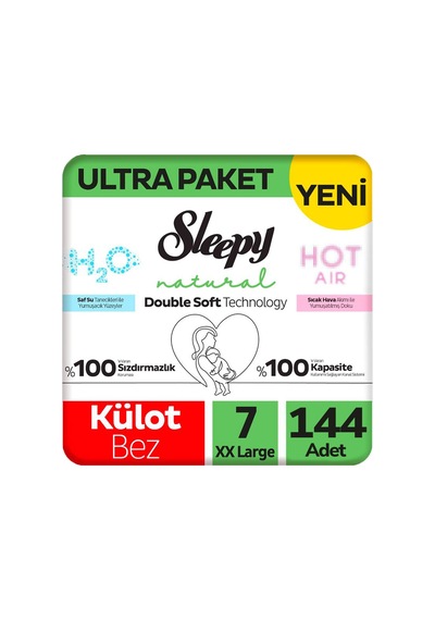 Sleepy 7 Beden Külot Bez Natural Double Soft Ultra Paket 48x3 144 Adet
