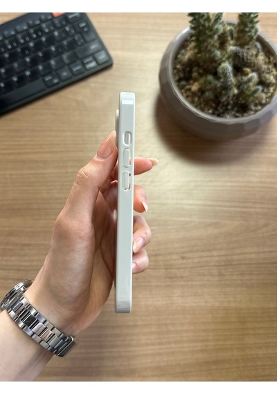 Apple Uyumlu iPhone 13 Animasyonlu Stylus Silikon Kılıf Krem