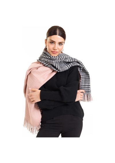 Ladycolor Çift Taraflı Ekose Atkı Şal-omuz Şalı Pembe