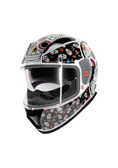 Shiro Sh-605 Sv Skull Candy Full Face Motosiklet Kaskı + Iridium Vizör Çok Renkli
