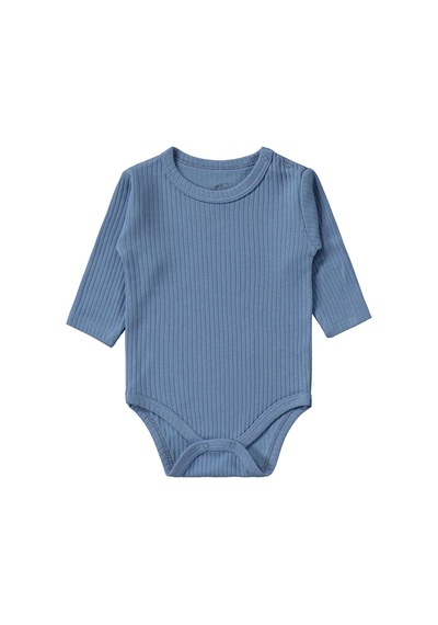 Minidamla Baby Minidamla Uzun Kol Basic 3'lü Set 1-18 Ay Çıtçıtlı Badi - Mavi Koyu Mavi