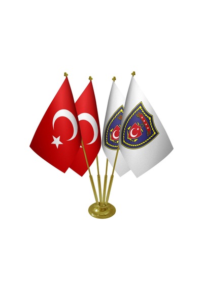 Masa Üstü Deniz Kuvvetleri Bayrağı Türk Bayrağı Dörtlü Pirinç Dir