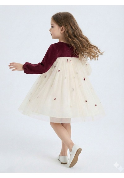 Xo Kids Bordo Kollu Fiyonk Detaylı Çiçek İşlemeli Tüllü Kız Çocuk Elbise 4-10 Yaş 4419 Ekru Xo Kids Bordo Kollu Fiyonk Detaylı Çiçek İşlemeli Tüllü Kız Çocuk Elbise 4-10 Yaş 4419 Ekru