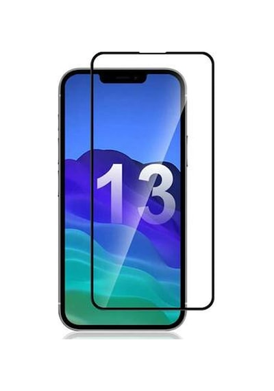 Apple Uyumlu   iPhone 13 Siyah 5D Tam Kaplayan Ekran Koruyucu Cam