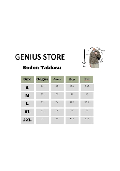 Genius Store Genıus Store Erkek Polar Oversize Sweatshirt Polar Sweatshirt Kahverengi