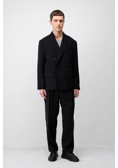 Antioch Modal Karışımlı Relaxed Fit Erkek Blazer Ceket Siyah