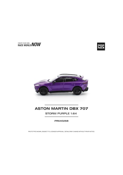 Pop Race Aston Martin Dbx 707 Storm Purple 1:64 Diecast Model Araba Pr640268 Mor