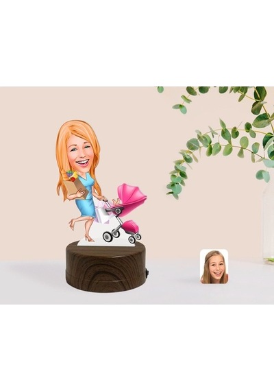 Kişiye Özel Ev Hanımı Karikatürlü Dekoratif 3D Biblo Led Işıklı G (481496247)