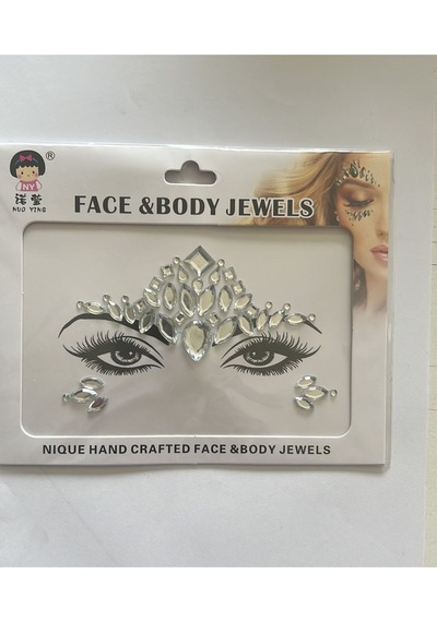 Face Gems Yüz Süsleme Taşı Vücut Kristali Model 14 Beyaz