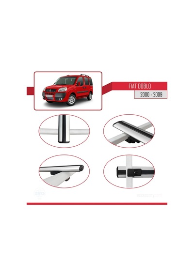 Fiat Doblo 2000-2009 Arası İle Uyumlu Basic Model Ara Atkı Tavan Barı Gri 3 Adet
