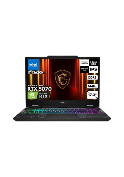 Msı Cyborg 17 B13WGKG-847XTRHMF11 i7-13620H 16 GB 4 TB SSD RTX5070 17.3" Free Dos Dizüstü Bilgisayar