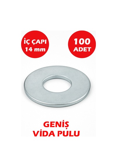 14mm Delikli Geniş Pul 100 Adet 1