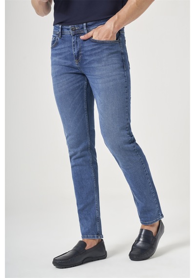 İmza 5 Cep Slim Fit Pamuklu Denim Pantolon 1023260166 Mavi