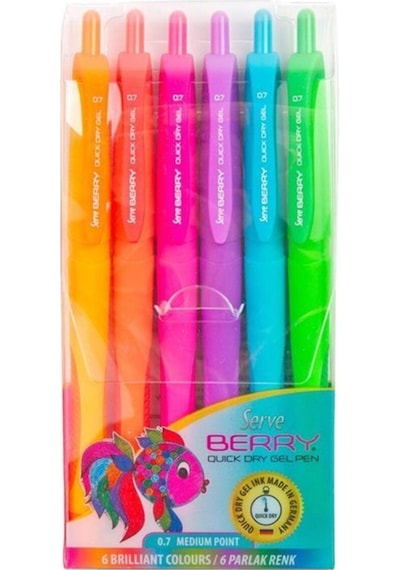 Berry Jel Tükenmez Kalem Seti Neon Renk 0.7mm Tek Renk