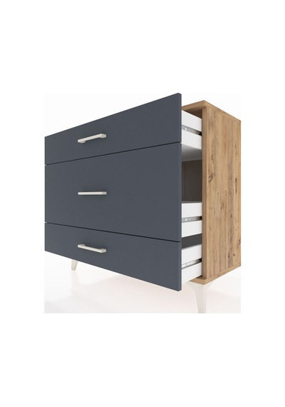 Kronos Şifonyer 3 Çekmeceli 88x59x80 Çam-antrasit Çam