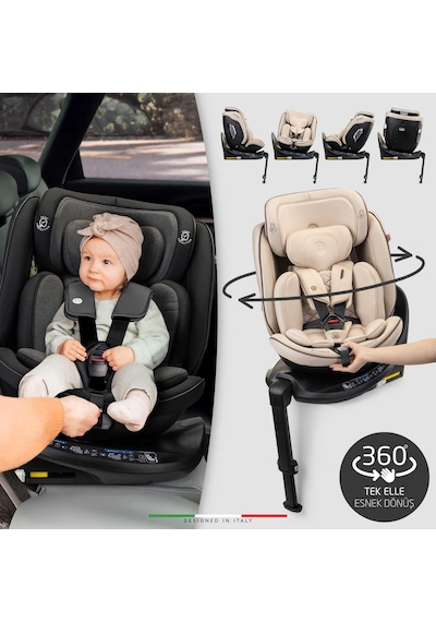 Elele Stradafix 360 Dönen I-size Oto Koltuğu İsofix 40-150 Cm 0-36 Kg Bej