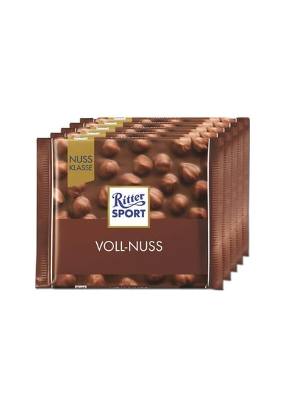 Tr 5'li Paket Ritter Sport Tam Fındıklı Sütlü Çikolata Barları 5x 100 Gr / 5x 3.4 Oz