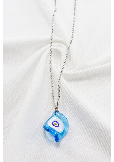 Modern Tasarımlı Kıvrım Murano Nazarlı Paslanmaz Çelik Zincirli B Çok Renkli