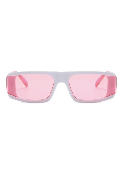 Lunar Pembe Kemik Çerçeve Dikdörtgen Vintage Retro Unisex Güneş Gözlüğü Altın - Kırmızı