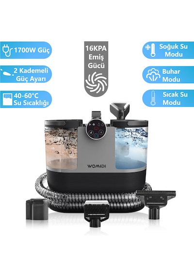 Womidi Dy-506f Buhar Fonksiyonlu Halı Yıkama Dijital Ekran Halı Koltuk Yıkama Ve Leke Çıkartma Makinesi Dy-506f