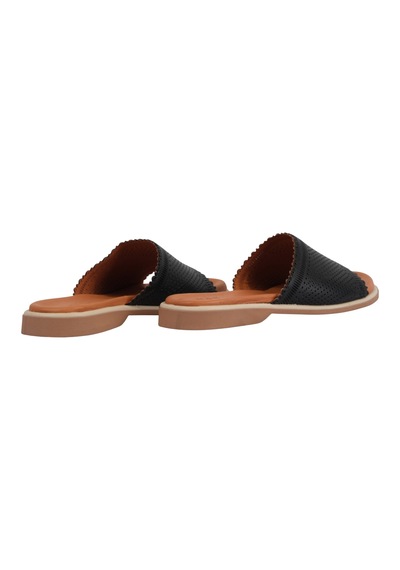 Napa Shoes Kadın Lazer Kesimli Perfore Düz Taban Rahat Terlik Napa-1204 Siyah