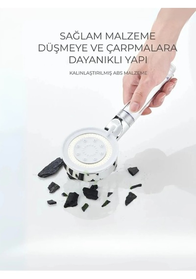 5 Fonksiyonlu Beyaz Banyo Duş Başlığı Çelik Filtreli Kireç Önleyici Yüksek Basınçlı Su Tasarruflu Be Diğer