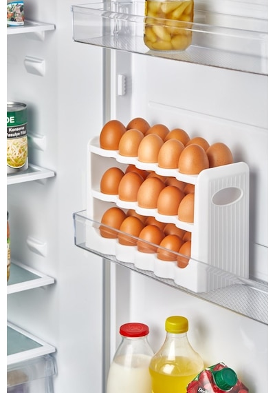 30 Bölmeli 3 Katlı Yumurtalık Organizer Buzdolabı Düzenleyici, Bpa İçermeyen Yumurta Saklama Kabı