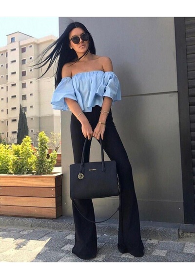 Fashiontayt Kadın Siyah Ispanyol Paça Taytsiyah S Siyah