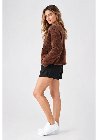 Fashion Friends Düğme Detaylı Kahverengi Kadın Hırka 26k0203k1