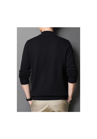 Slim Fit Yarım Balıkçı Yaka Triko Kazak Siyah-aw19