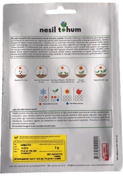 Domates Tohumu H2274 Atalık Tohumu 3 Paket