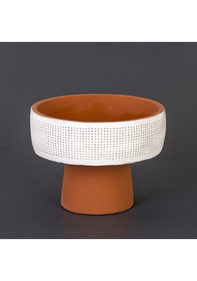 Euro Flora Delikli Beton Saksı Beyaz 19.5X16.5 Cm