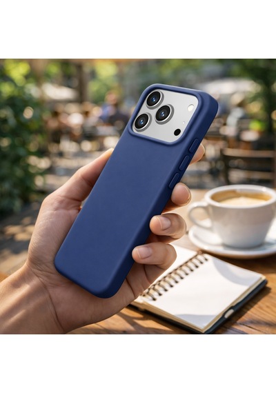 Apple Uyumlu iPhone 17 Pro Max Kılıf Renkli Lansman İçi Kadife Yumuşak Kamera Yükseltili Silikon Lacivert