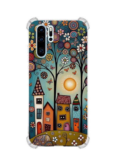 Printify Huawei P30 Pro İle Uyumlu Düşlerin Dansı Serisi Gece Senfonisi Tasarımlı Uv Baskılı Köşe Korumalı Antişok Kılıf Şeffaf