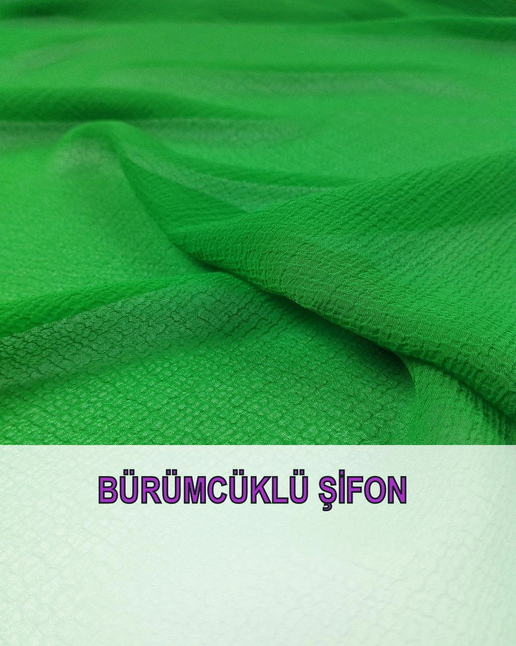 Bürümcüklü Şifon Canlı Yeşil Renkte En 140 Cm X Boy 240 Cm -3687