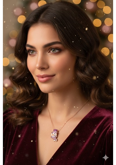 925 Ayar Kardan Adam Kolye.rose.gold.rodaj Kardan Adam Gümüş