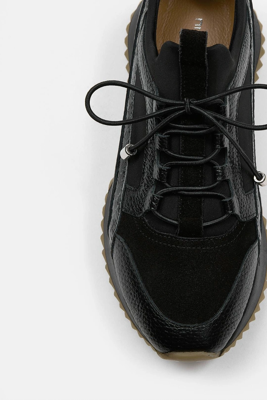 Sidney Siyah Hakiki Deri Yılan Desenli Kadın Sneaker Siyah