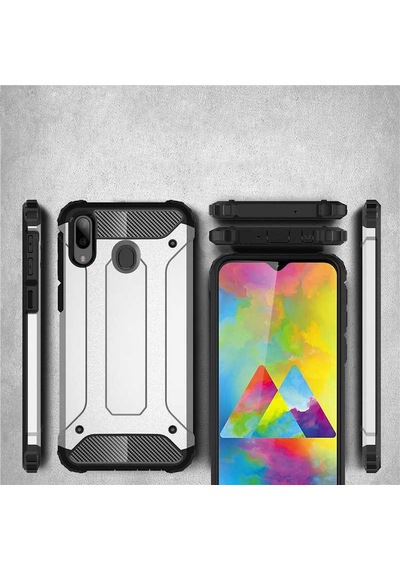Noktaks - Samsung Galaxy Uyumlu M20 - Kılıf Çift Katman Zırh Tank Crash Military Kapak - Gold