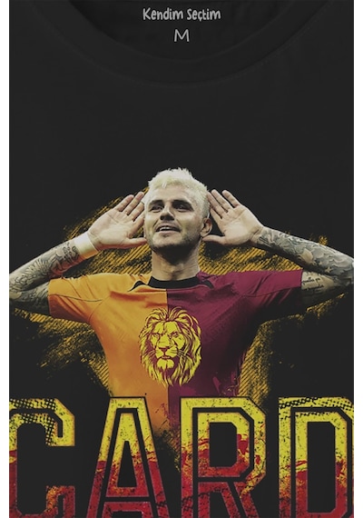 Siyah Unisex Icardi Kırmızı Mauro İcardi Baskılı Tişört Unisex T-shirt 001
