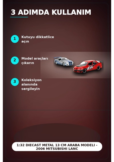 1:32 Diecast Metal 13 Cm Araba Modeli - 2006 Mitsubishi Lancer Ix Ve Nissan Skyline Gtr Bx-313395
